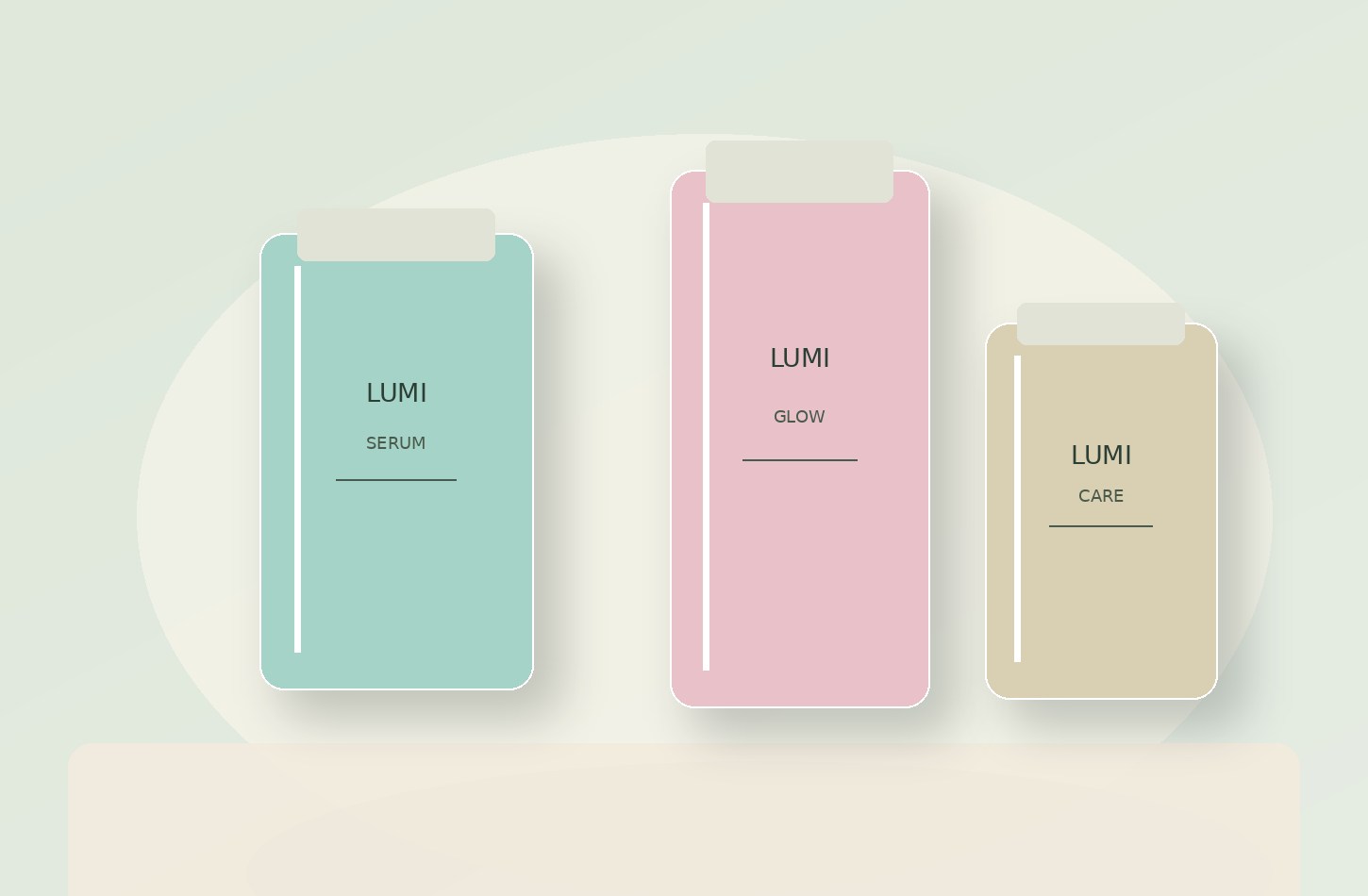 Artistic skincare bottles for concept presentation